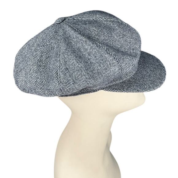 Mucros Weavers Ireland Gray Herringbone Newsboy Cap Hat One Size Wool Blend - Picture 13 of 16